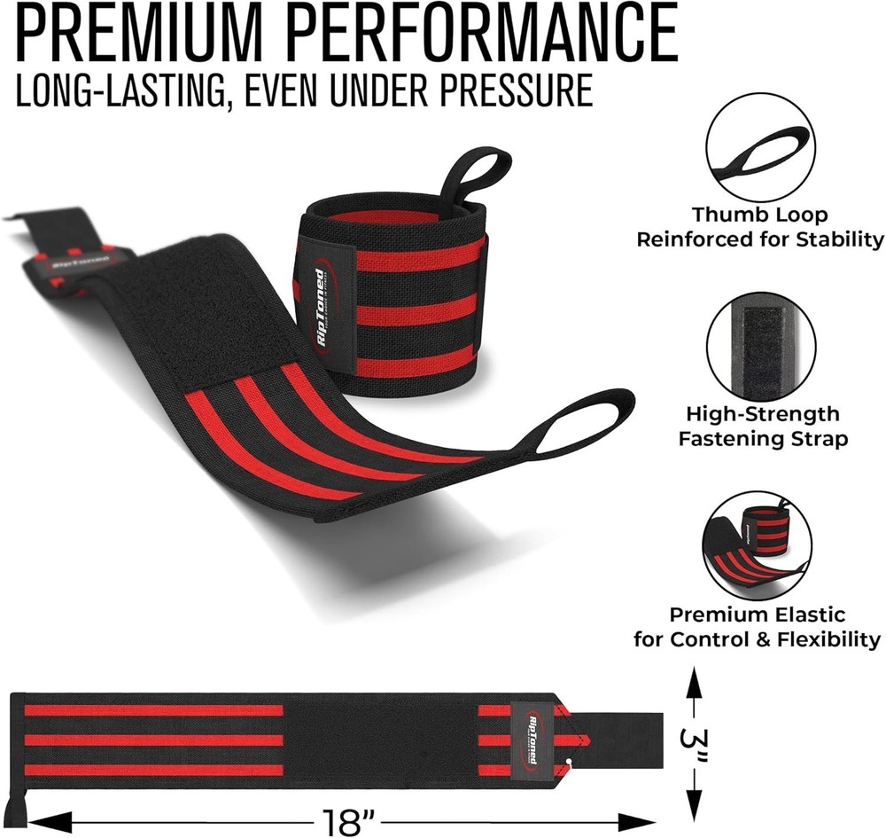 Breathable 18” Wrist Wraps - Adjustable, Durable & Ideal for Strength Training