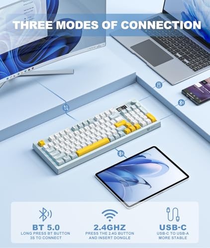 Wireless Keyboard Creamy Membrane with Rainbow Backlight,3-Mode Connectivity