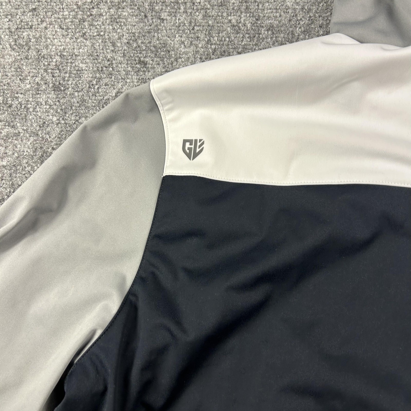 Graham Luxe Jacket Mens XL Black Gray Hooded Full Zip Softshell Windbreaker