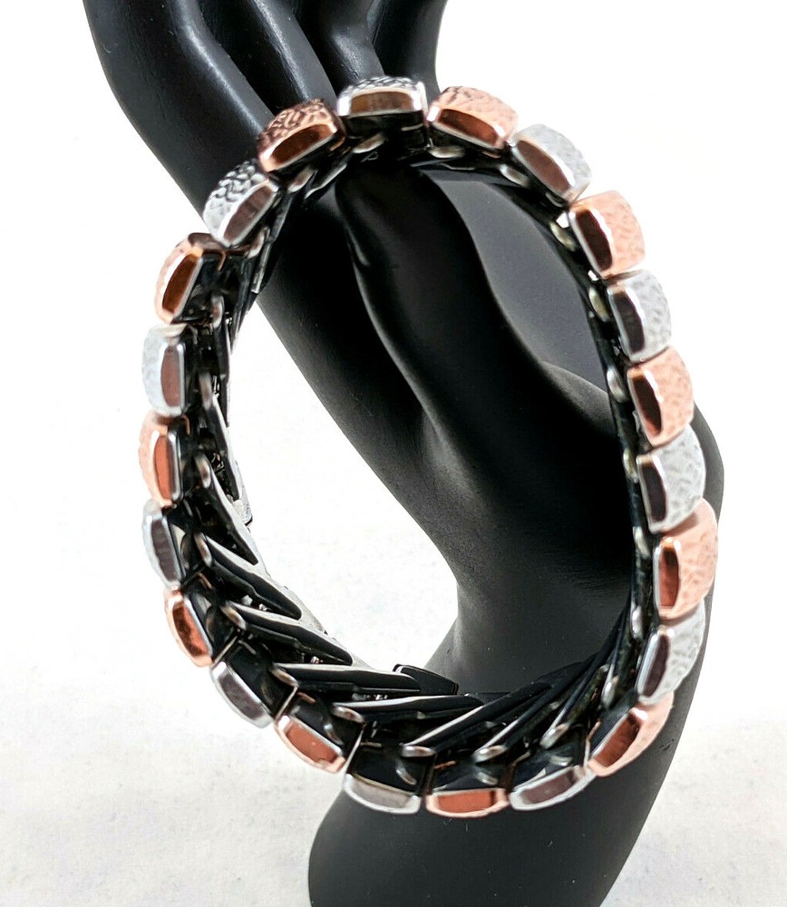 Retro Stretch Bracelet Copper/ Silver Tones