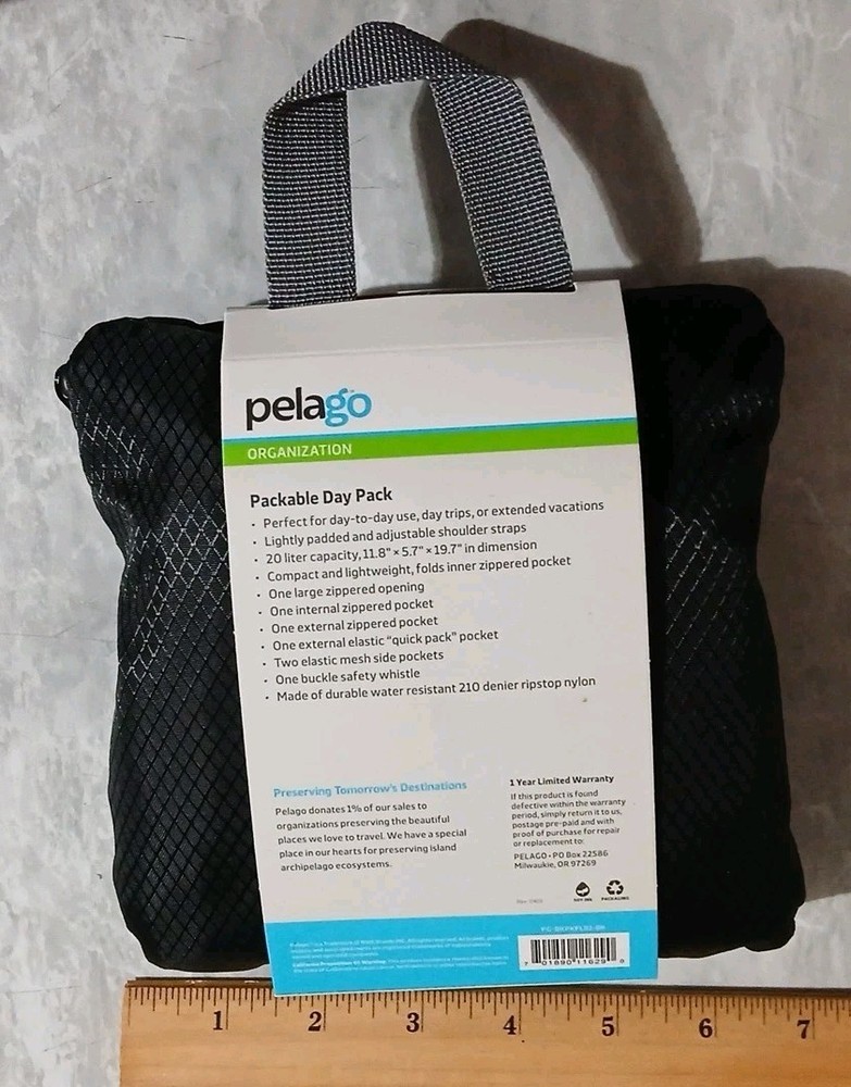 Pelago Compact Packable Vacation Day / Pack, Gray, New