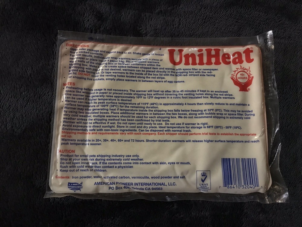 2- UniHeat 40+ Hour Small Pets Shipping Warmer