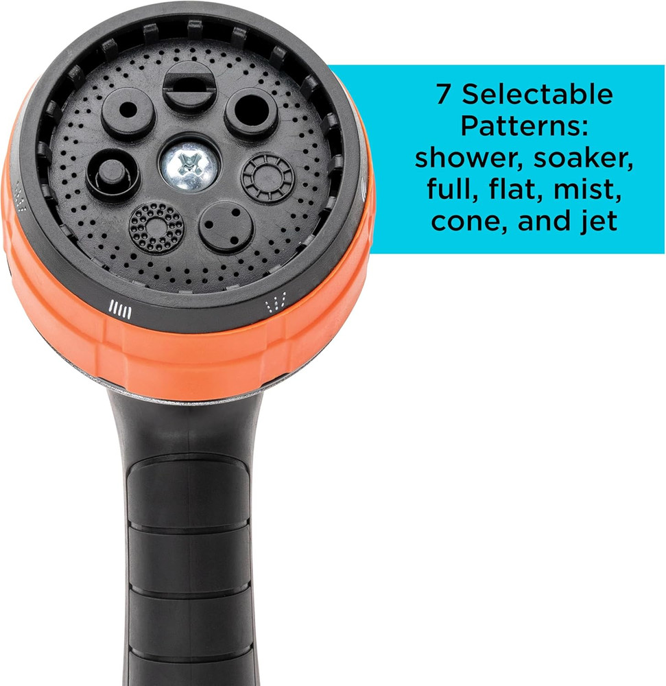 Black + Decker® Dial 7 Pattern Rear Trigger Garden Hose Nozzle – Durable, Versat