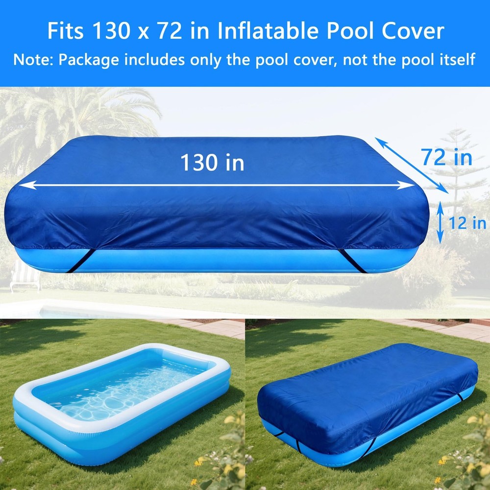 130 x 72 inch Inflatable Rectangular Pool Cover 10.83 x 6 ft Inflatable Recta...