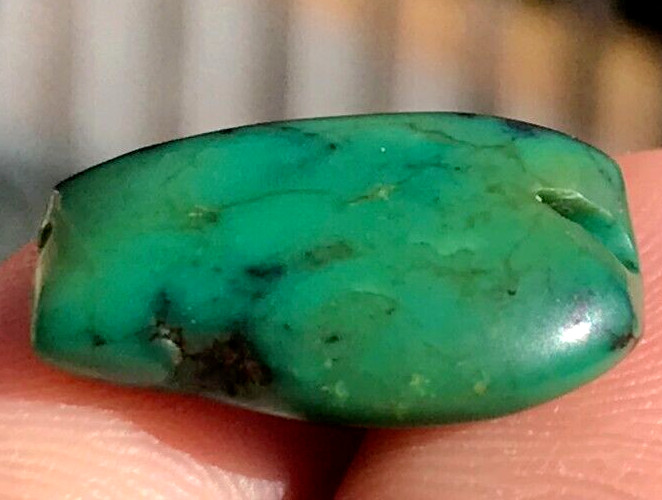RARE ANTIQUE VERY OLD TIBETAN TURQUOISE BEAD - BEAUTIFUL WORN PATINA!