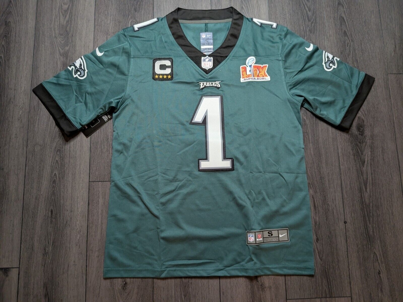 🚨 Jalen Hurts #1 Philadelphia Eagles 2025 Bowl Patch Stitched 🏈 Jersey Small