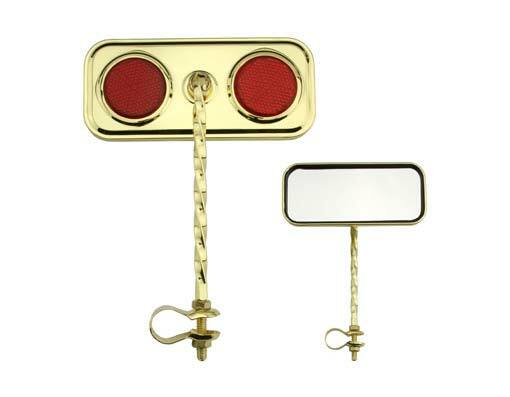 ONE Bike Rectangle Square Twisted Mirror Gold Red Reflectors.