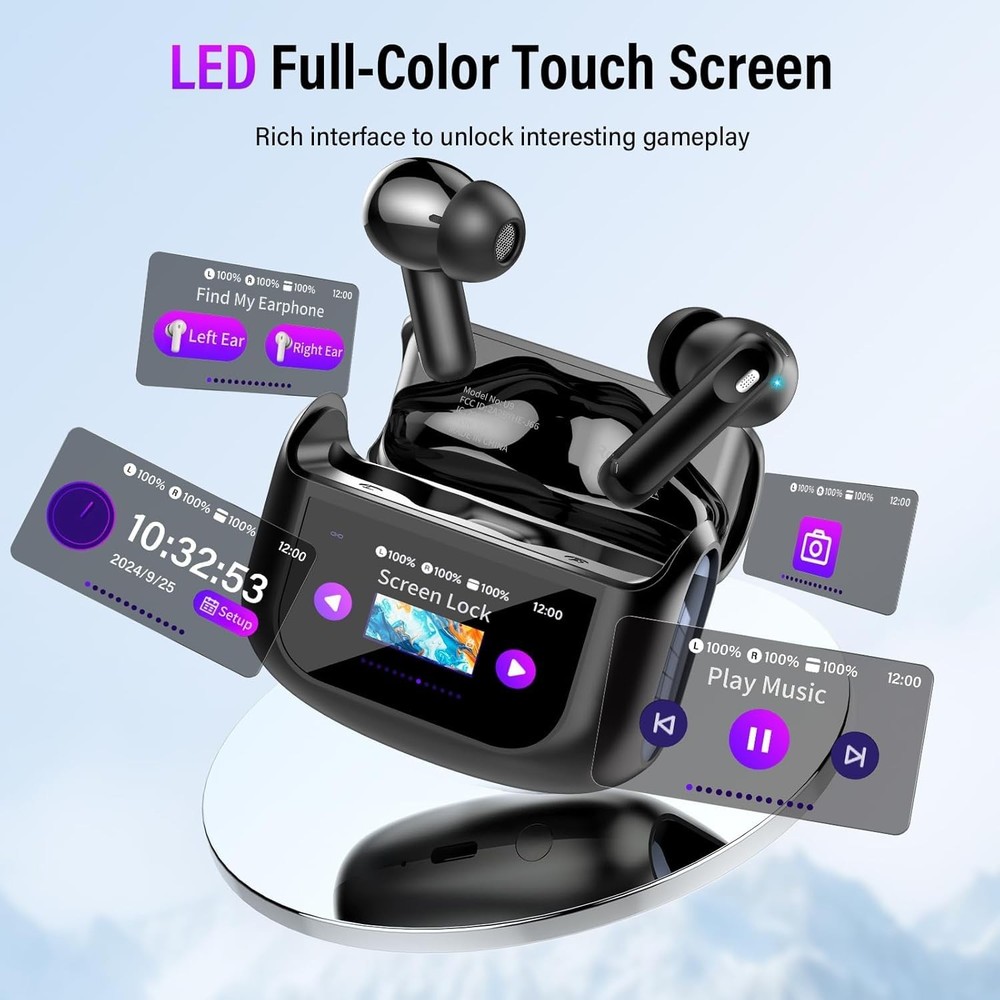 Wireless Earbuds, Bluetooth 5.4 Headphones with Multifunctional Touch Screen,...
