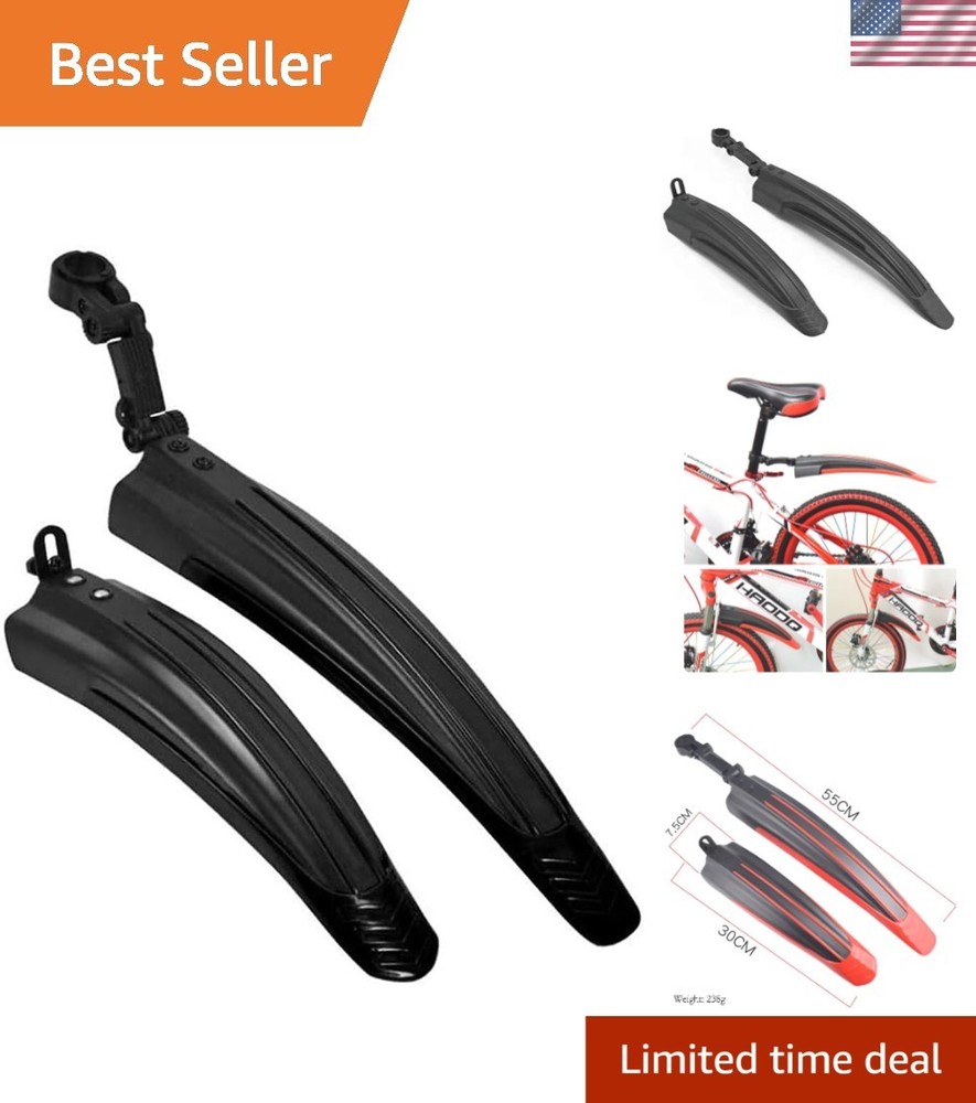 Adjustable Mountain Bike Mudguards Set - All Black
