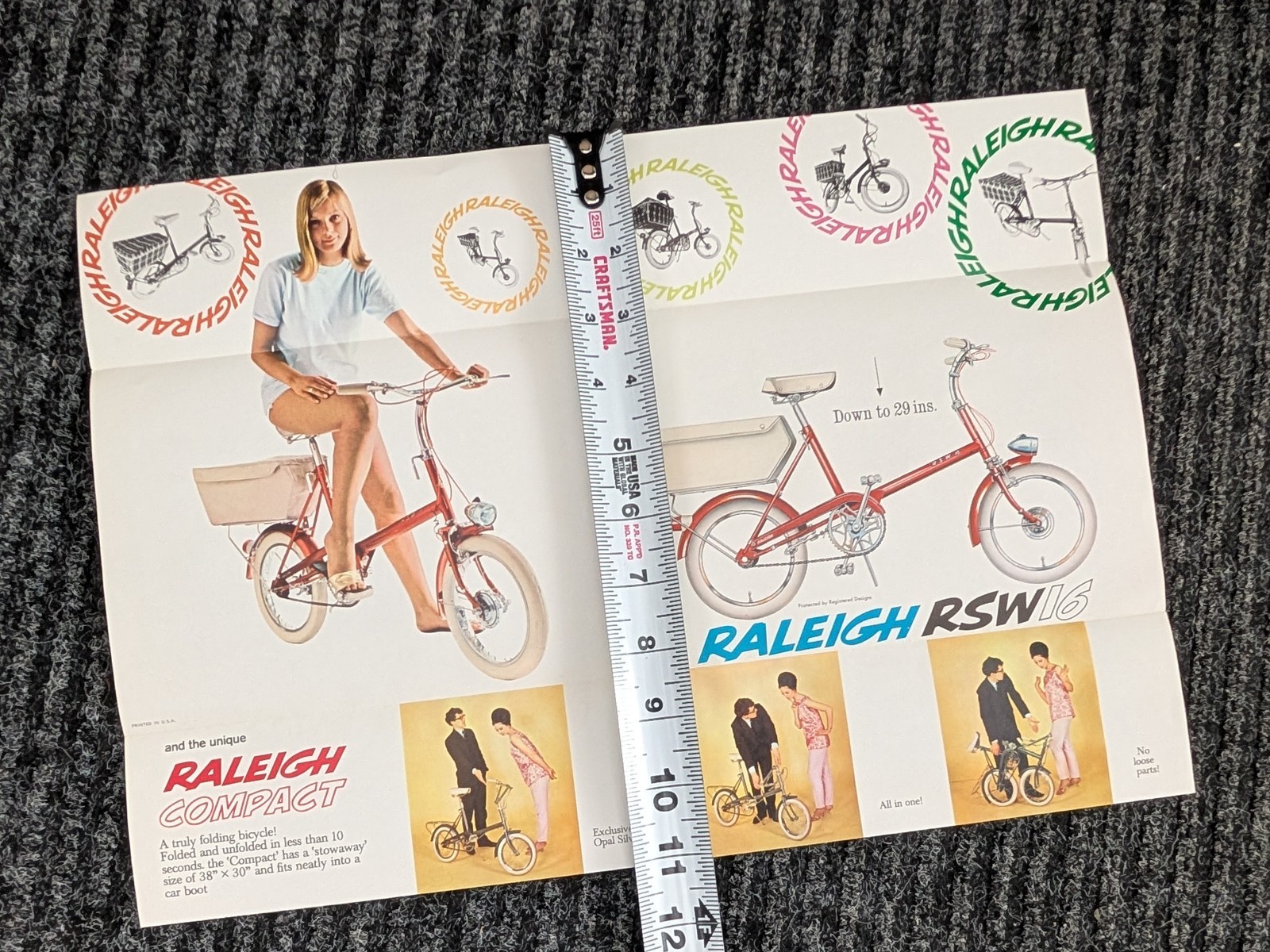 RALEIGH 1960's RSW16 Bicycle Catalog / Brochure ~ Original Vintage