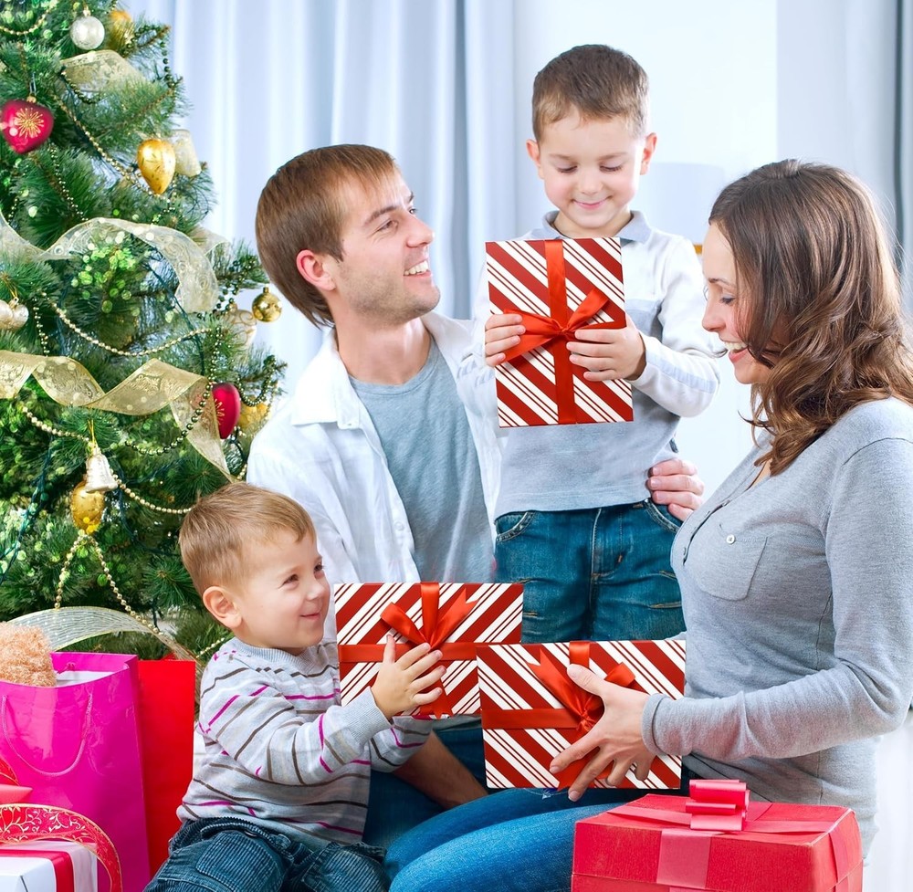 Gift Boutique - Christmas Nesting Gift Boxes Rectangle 3 Pack Peppermint Cand...