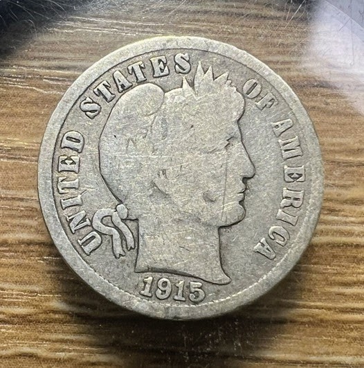 1915-P Barber Dime - Actual Coin Shown - Free Shipping & Tracking INV#613
