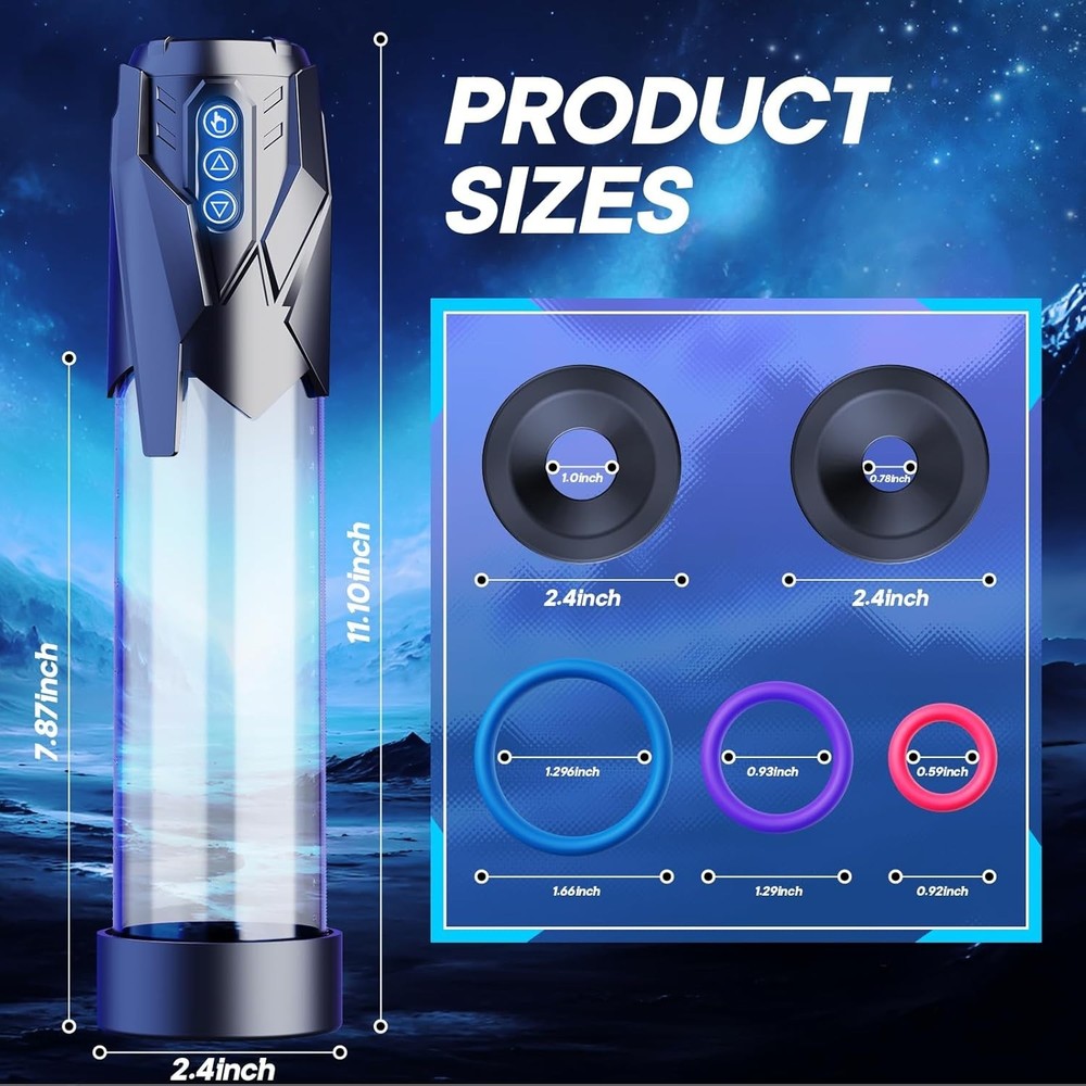 Automatic Penis Pump with Quick Release: 5 Modes & 3 Rings for Better Stamina