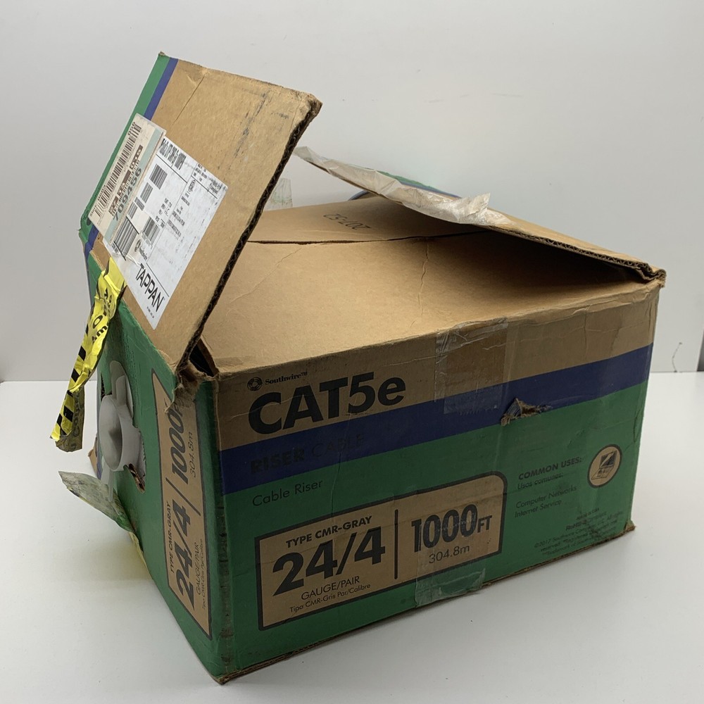 578ft SouthWire Type UTP CMR Gray 24/4 CAT5e Riser Cable