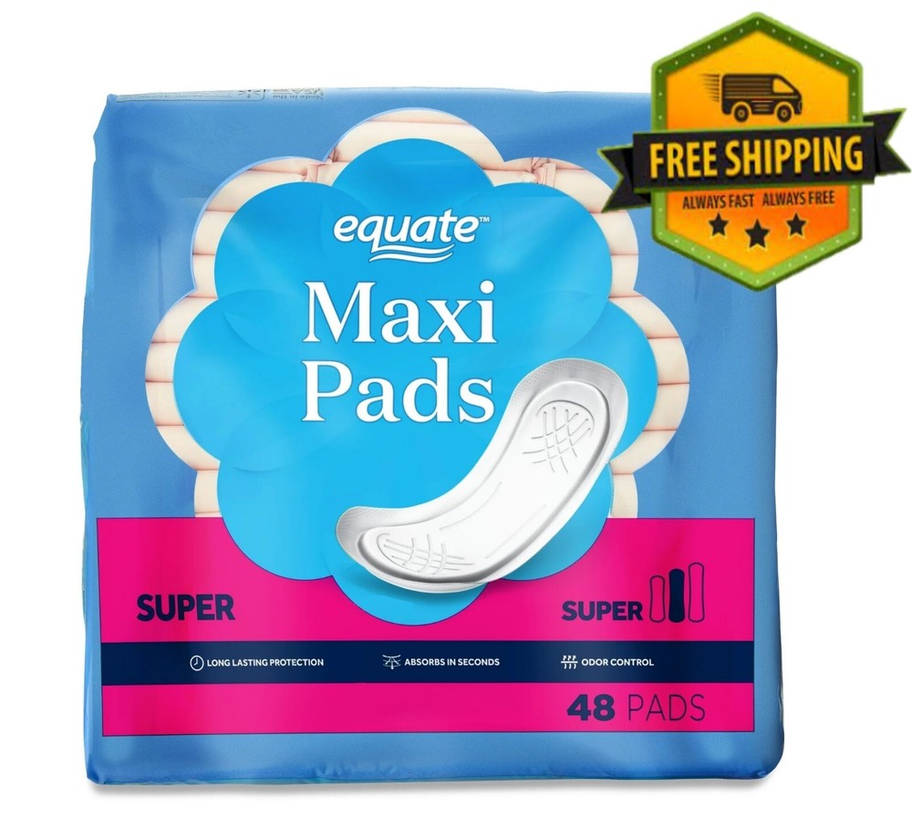 Equate Super Protection Maxi Pads, 48-Count
