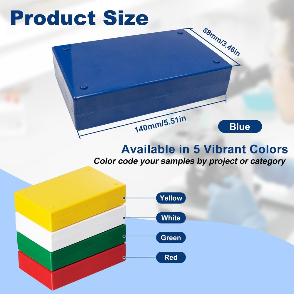 Microscope Slide Storage Box, 25-Place Plastic Microscope Slide Holder with F...