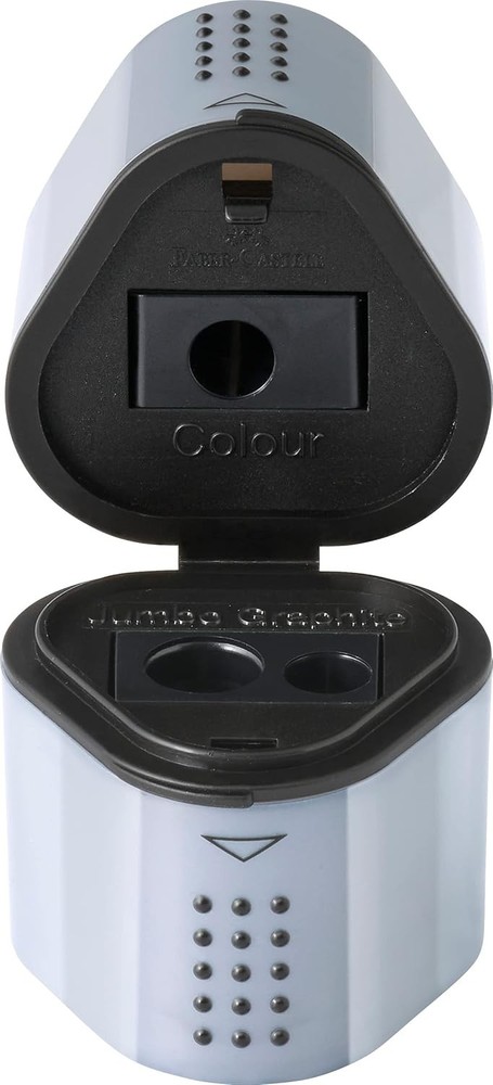 Faber-Catell Trio Sharpener Box Grip 2001 Silver pencil sharpener,