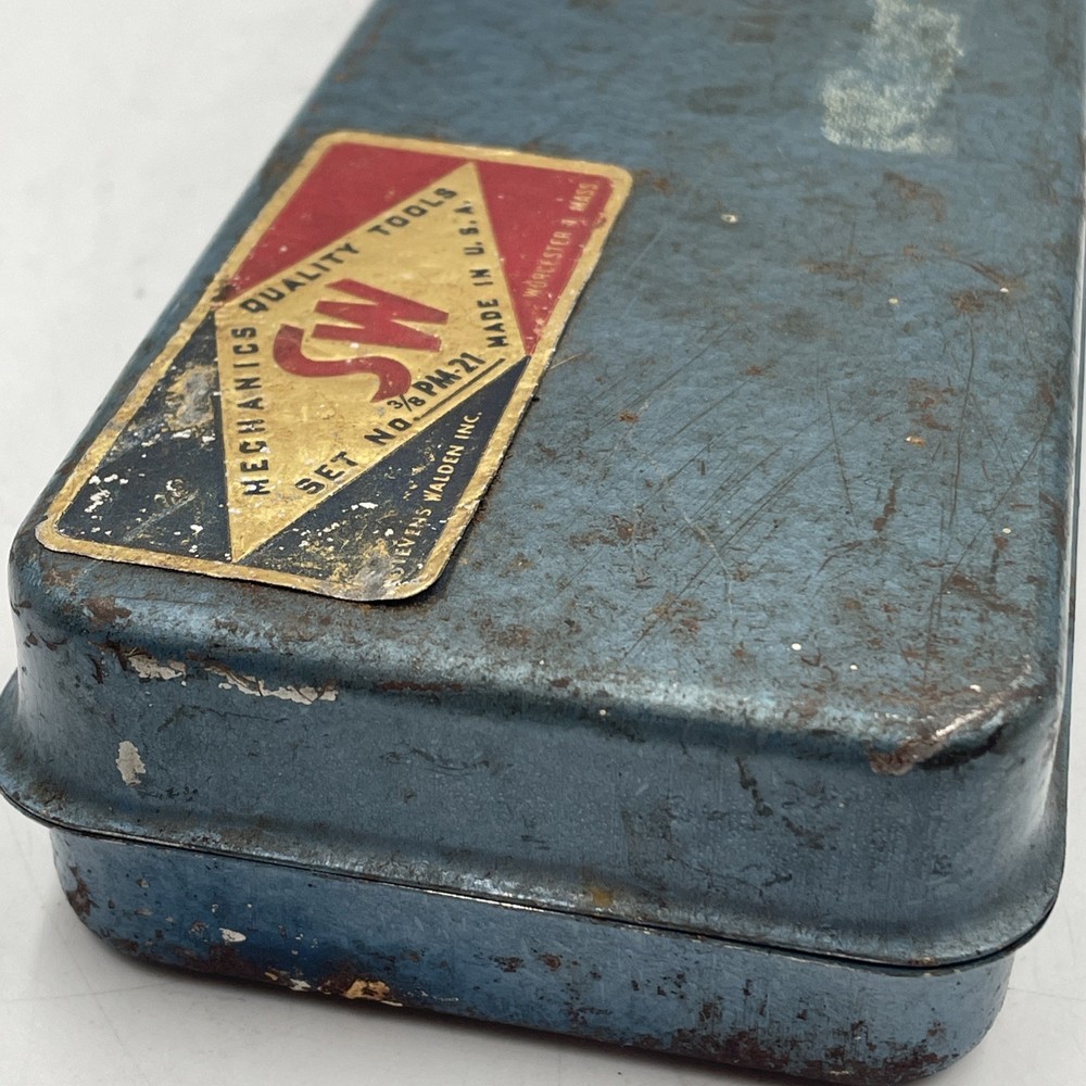 Vintage Stevens Walden Empty Socket Tool Box - Blue - 10.5”