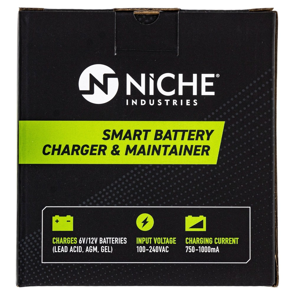 NICHE 1-AMP Fully-Automatic LCD Smart Battery Charger 12-volt Trickle 2 Pack