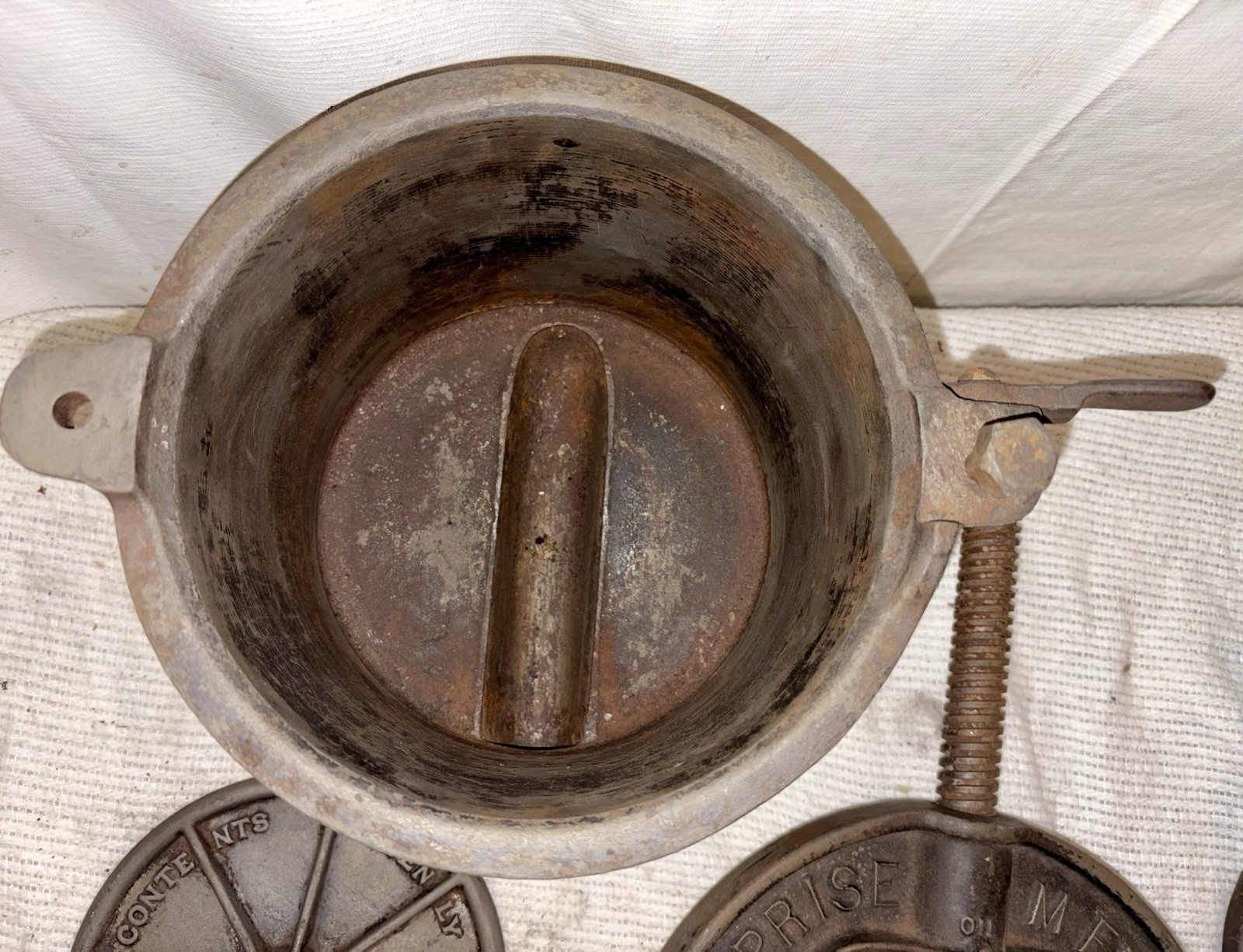 Vtg.~Cast Iron Enterprise Sausage Stuffer Lard Fruit Juice Press No. 2092 As Is