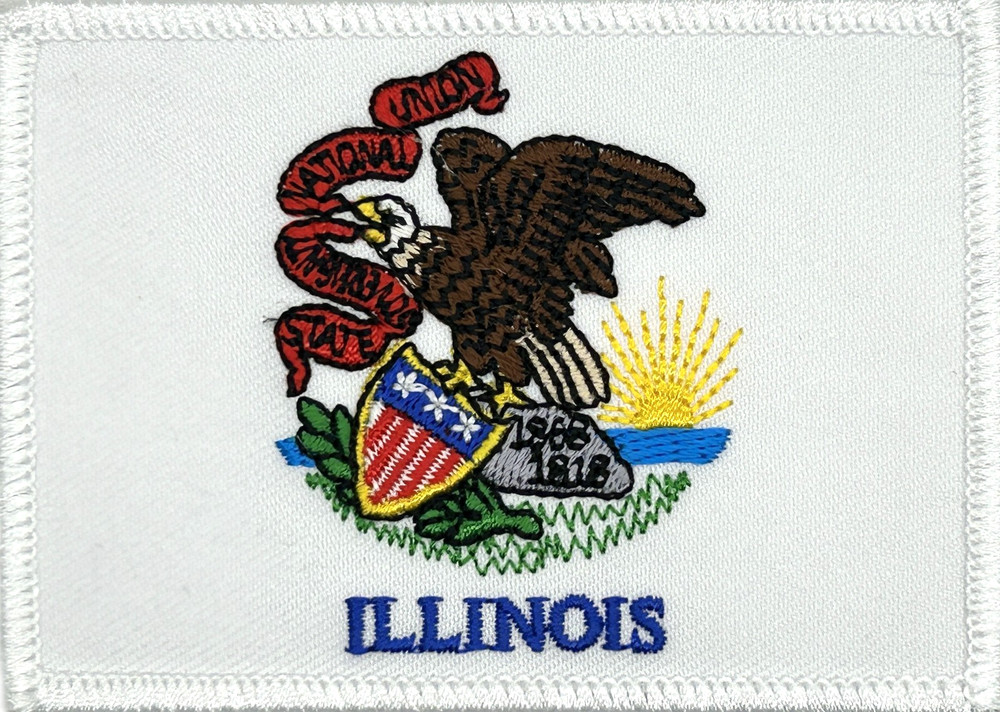 ILLINOIS STATE FLAG EMBELEM IRON ON PATCH EE-313