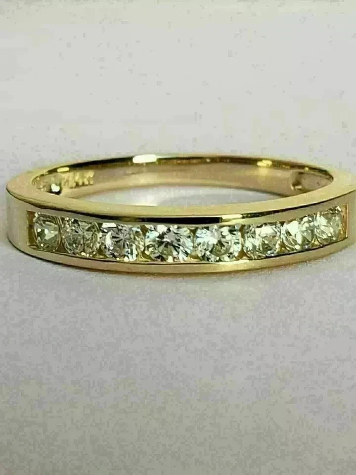 2.00 Ct Round Cut Natural Diamond Eternity Wedding Band 18K Yellow Gold Size 7 8