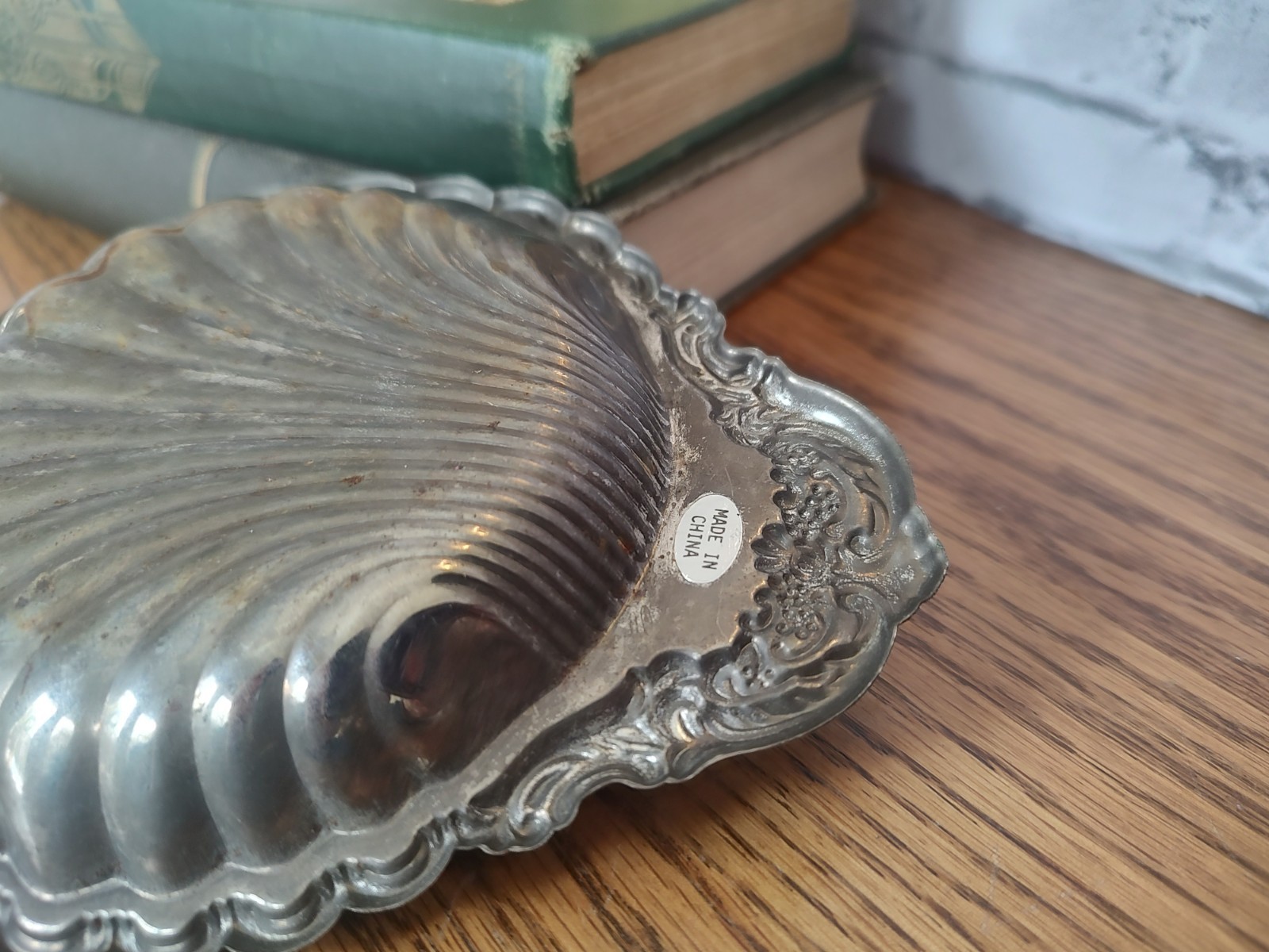 Silver Plate Sea Shell Serving Soap Dish Footed Beach Resort Vtg
