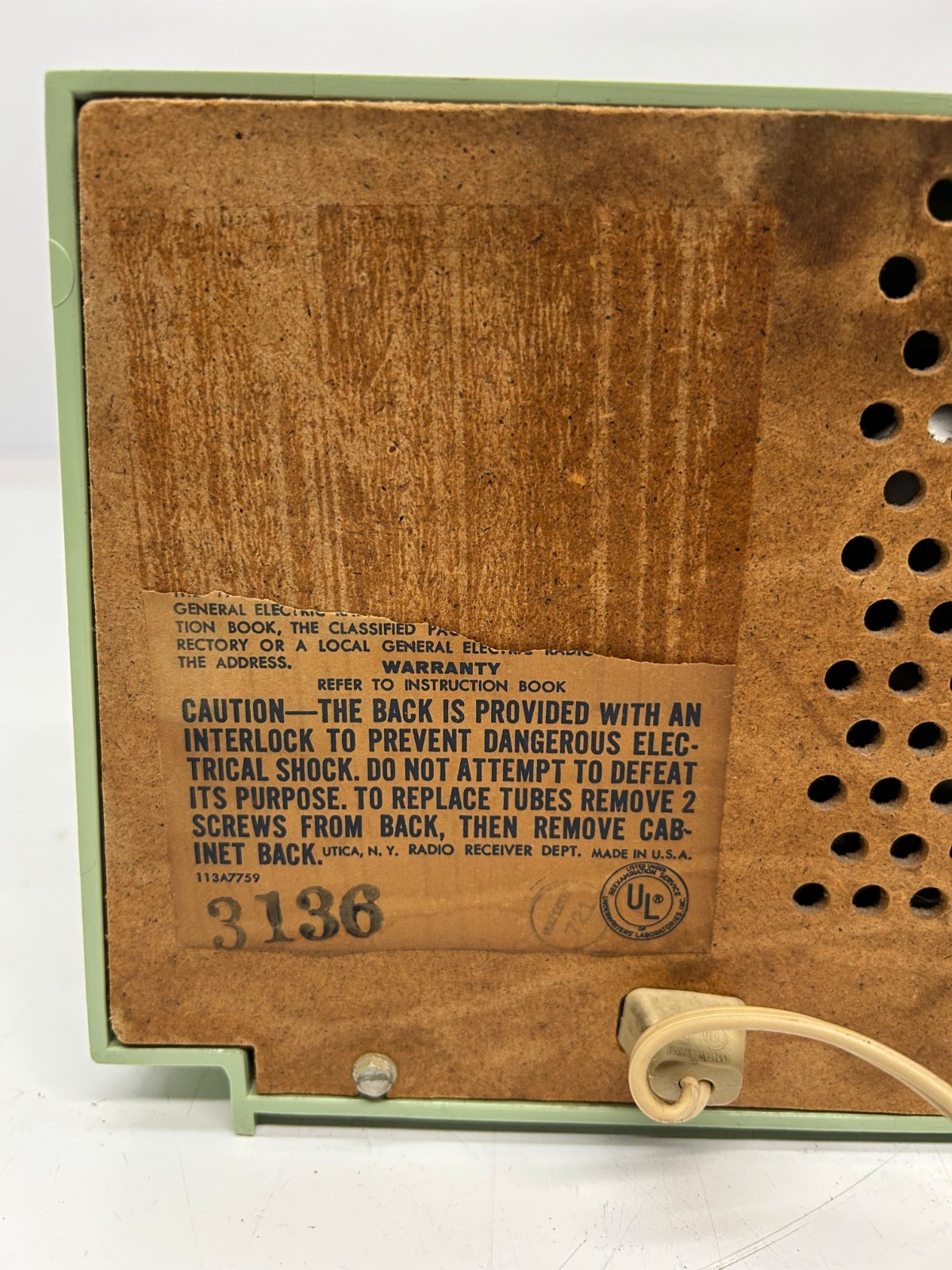 Vtg General Electric Maybe T-103A Mint AM Tube Radio MCM Powers On As Is