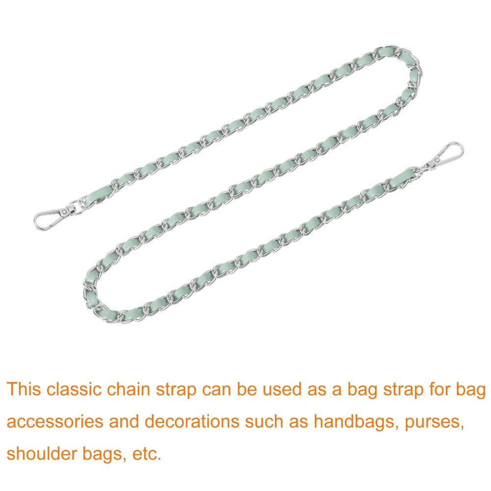 Purse Strap, 32" Leather for Shoulder Strap (Light Green, Silver)