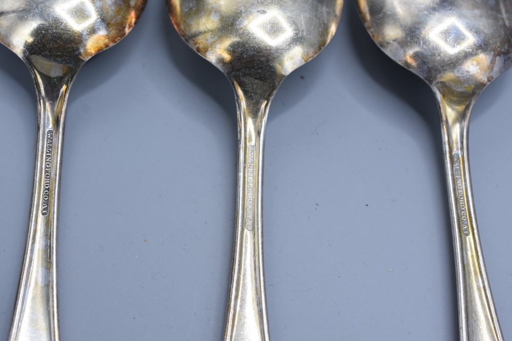 3 Wallace Wallingford MARCIA Solid Serving Spoons 8" Silverplate Flatware