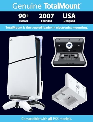 Wall Mount for PS5 - Holds 2 Controllers - Compatible with All Models, Slim & Pr