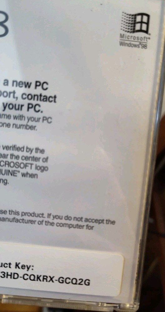 Vintage 1998 Microsoft Windows 98 Mint