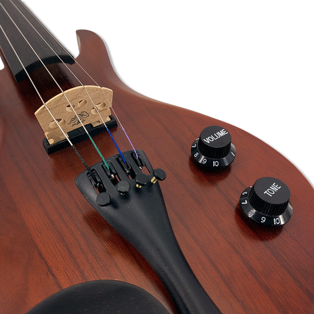 Electric Violin 4/4 Full Size 4 String Kit Dark Red Free Bow Case Beginner