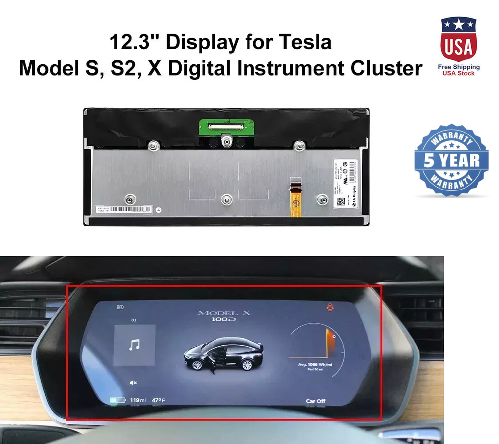 New 12.3" LCD Module Display Screen for Tesla model X model S S2 instrument US