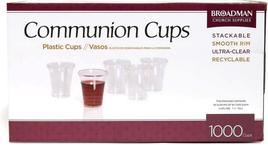 Church Communion Cups, Disposable Clear Plastic, 1000