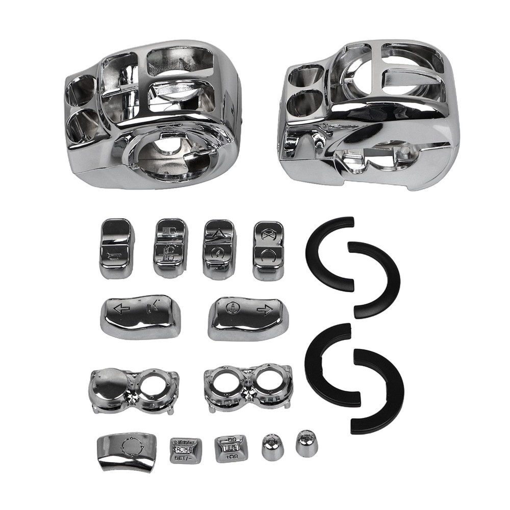 Chrome Handlebar Control Switch Housing Cap Button For Harley Road King 2014-23