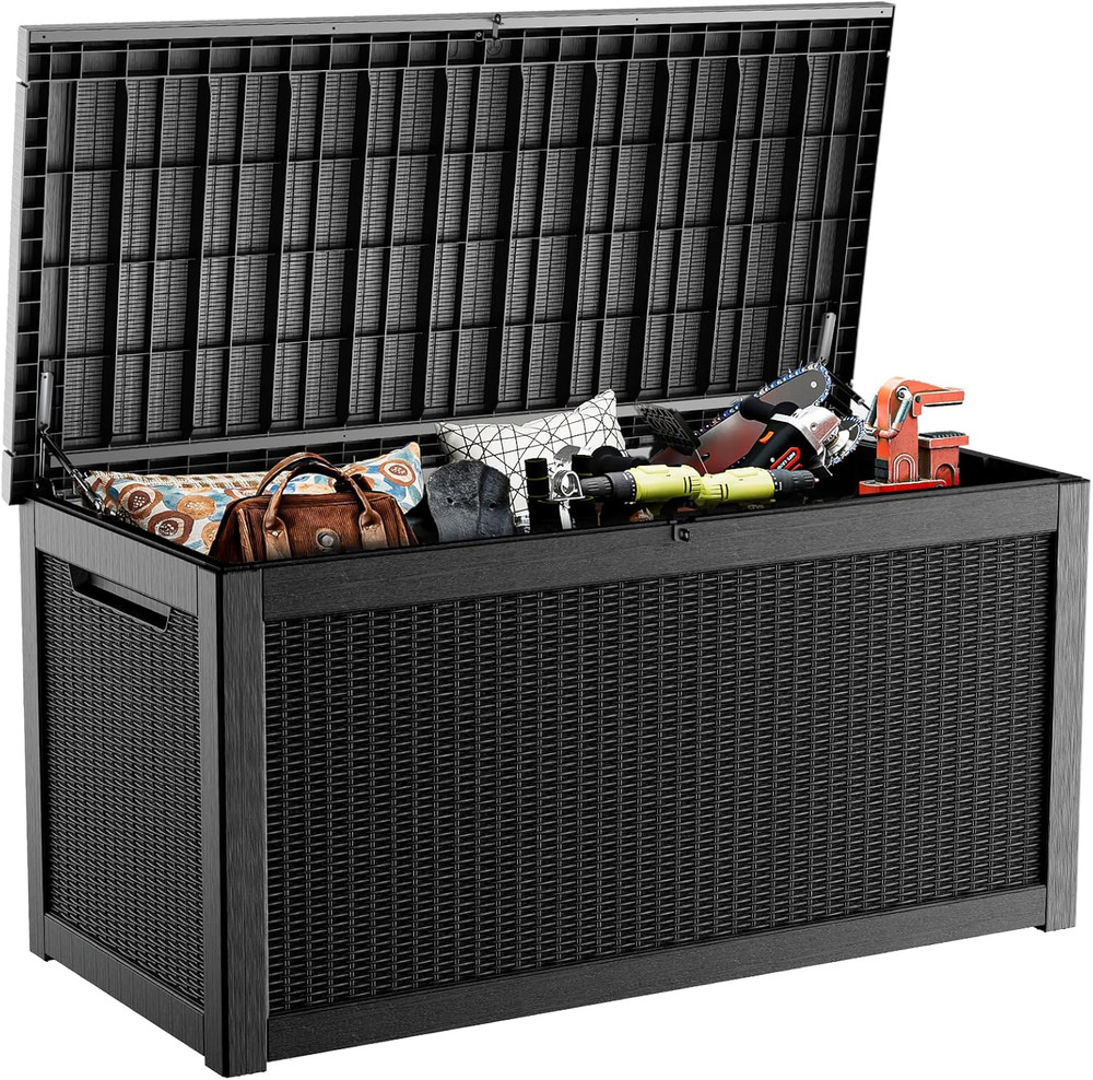 Easyup 320 Gallon Deck Boxes Waterproof, Outdoor Large Storage Boxes with Lids,