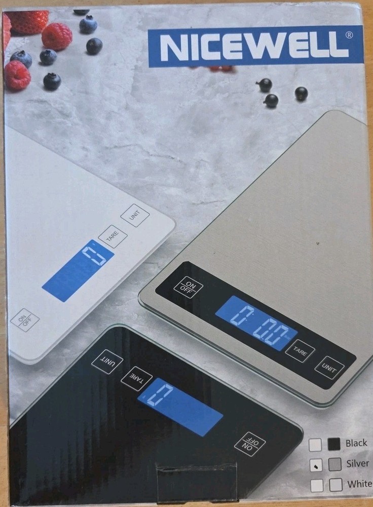 Nicewell 22lbs Digital Kitchen Scale - Silver - New In Box!