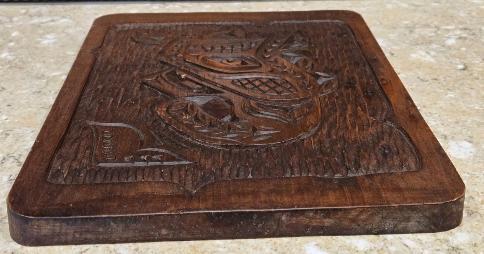 Vintage Cedar Wood Carving Wall Plaque By S J Aboriginal Salish