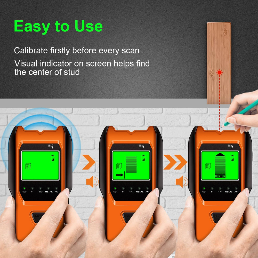 Stud Finder Wall Scanner, 5 in 1 Multifunction Stud Locator with Smart Sensor, H