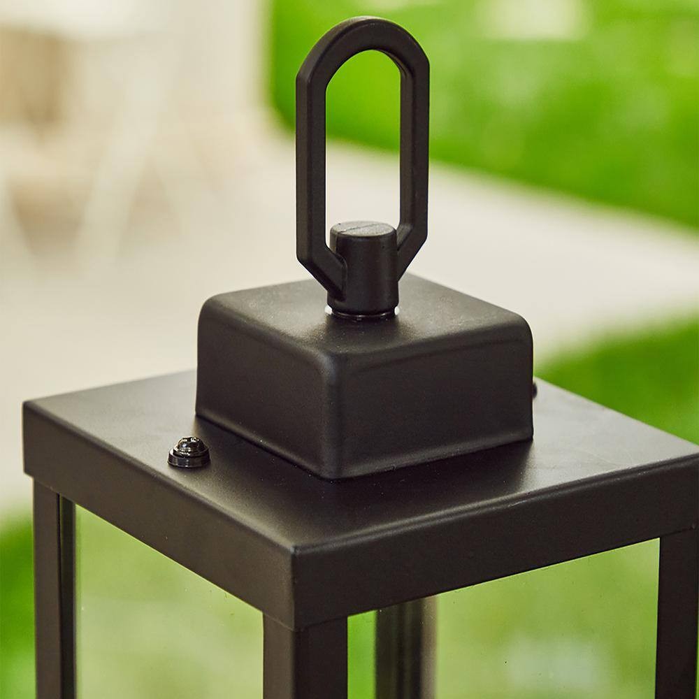 16.6in.2 Lights Black Outdoor Weather Resistant Post Light (2-Pack)