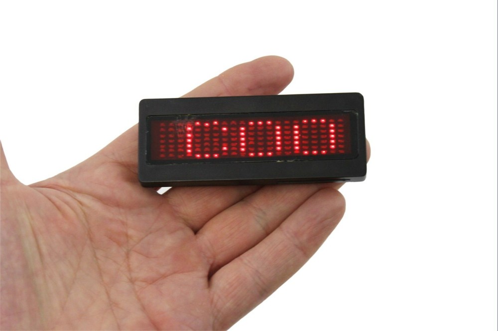 Bolan Programmable Scrolling Red LED Name Tag, Reusable Name Badge