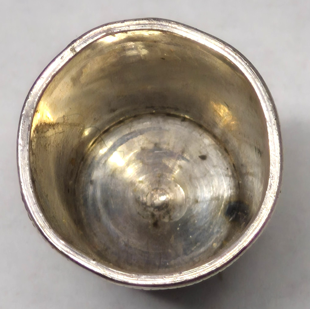 1892 Silverplate Engraved Thimble, Size 8