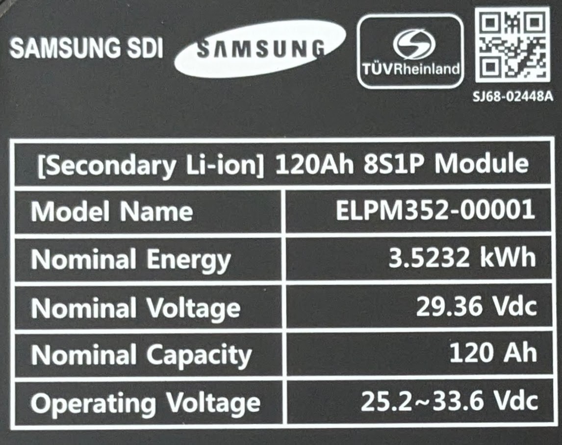 Samsung SDI ELPM352 3.52KWH 8s1p High Discharge NMC Lithium Modules