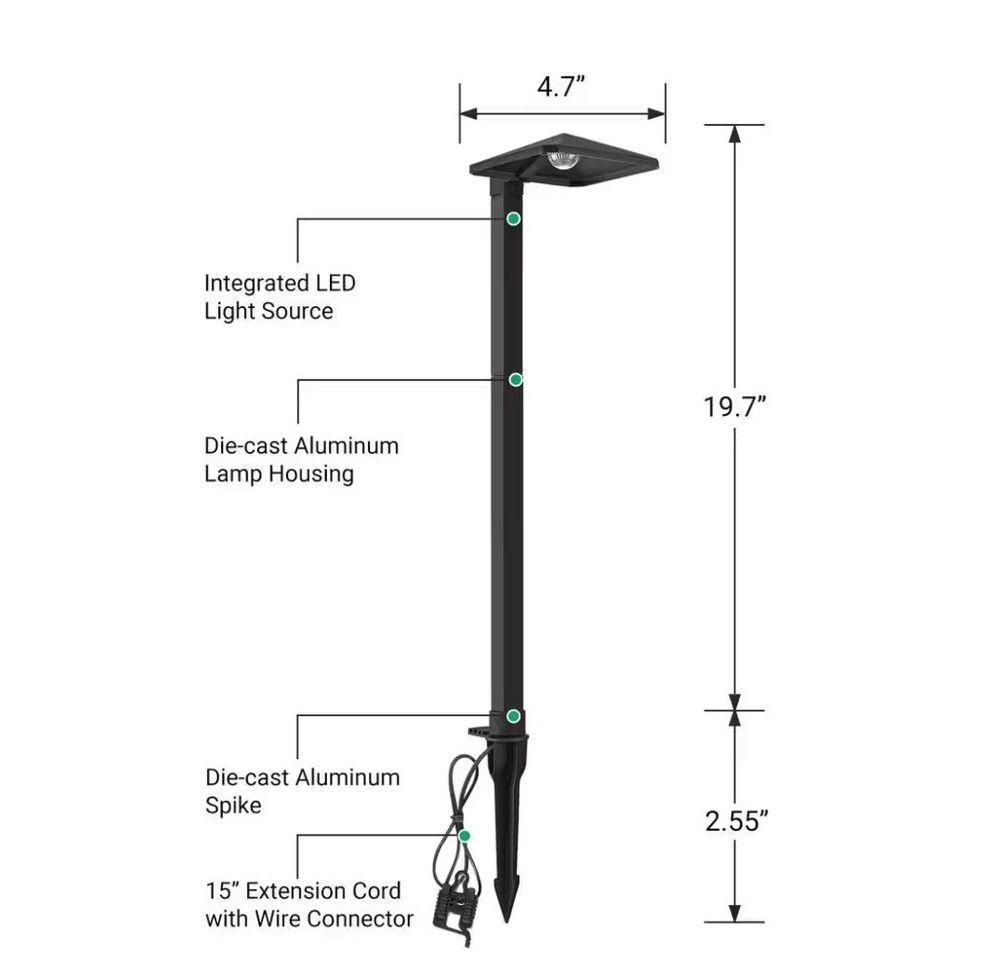 EDISHINE 20W Equivalent Low Voltage Black Integrated LED Path Light Kit (4-Pack)