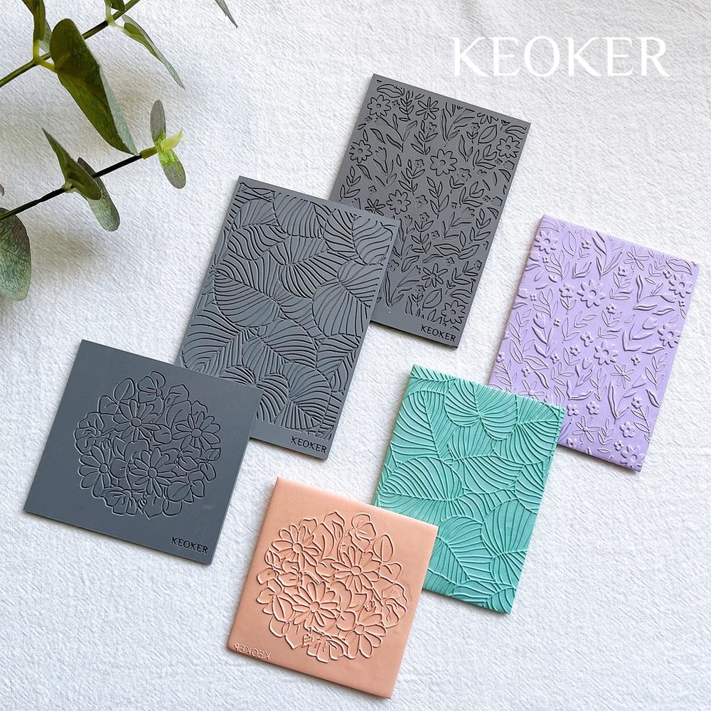 Keoker Polymer Clay Texture Sheets, Mat for Making Floral A