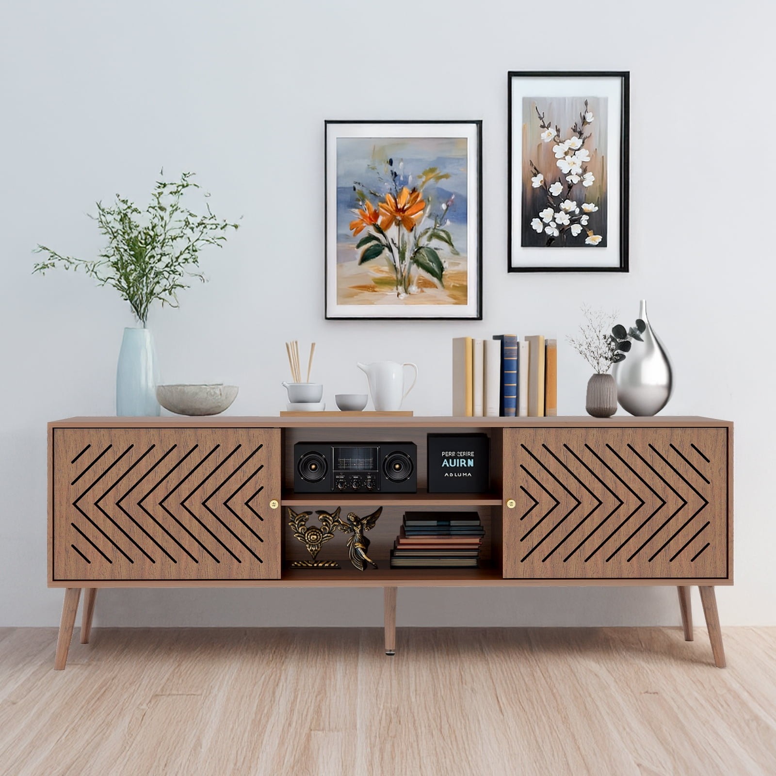 TV Stand Cabinets Modern Entertainment Center with Storage for TV up to 70 Inch