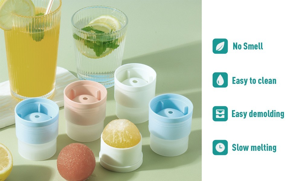 3 Pack Reusable Ice Ball Maker Easy Release Silicone Ice Sphere Mold