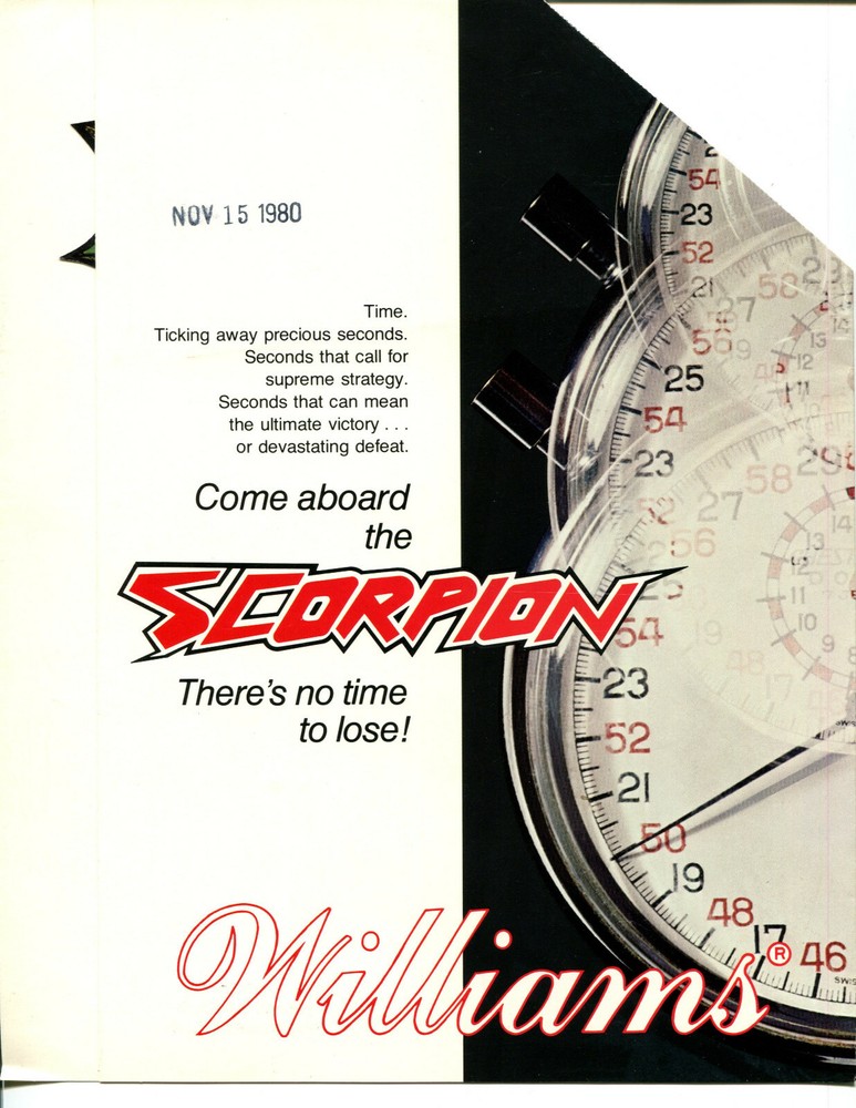 Scorpion Williams Pinball Flyer / Brochure/ Ad