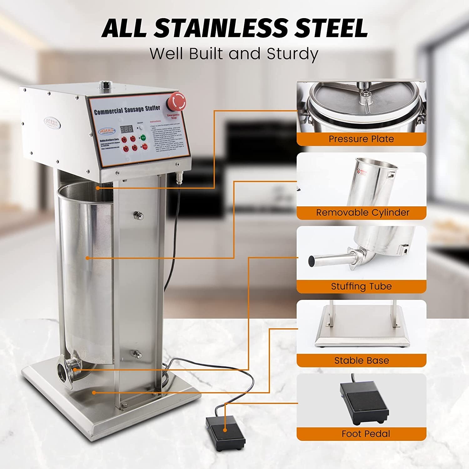 Hakka 22LBS 10L Electric Sausage Stuffer 2 Speed Commerical Meat Filler Maker